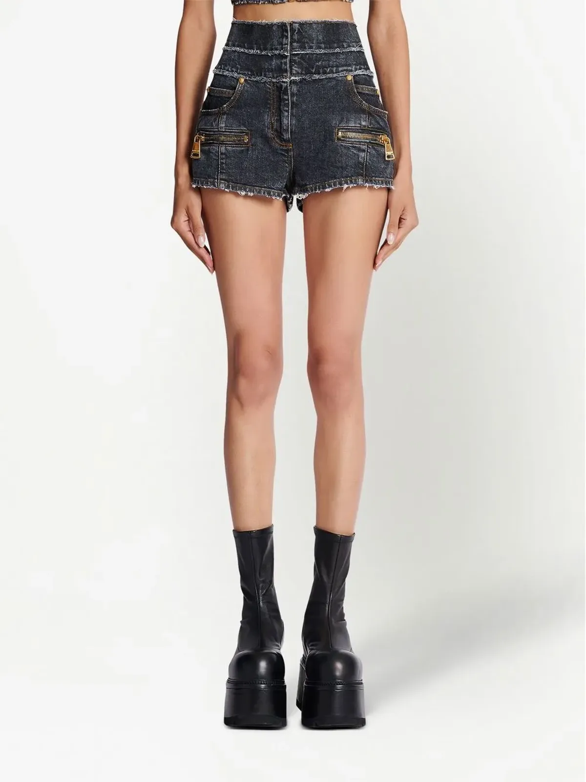 Balmain マルチポケットデニムショーツ ブルー - 画像3