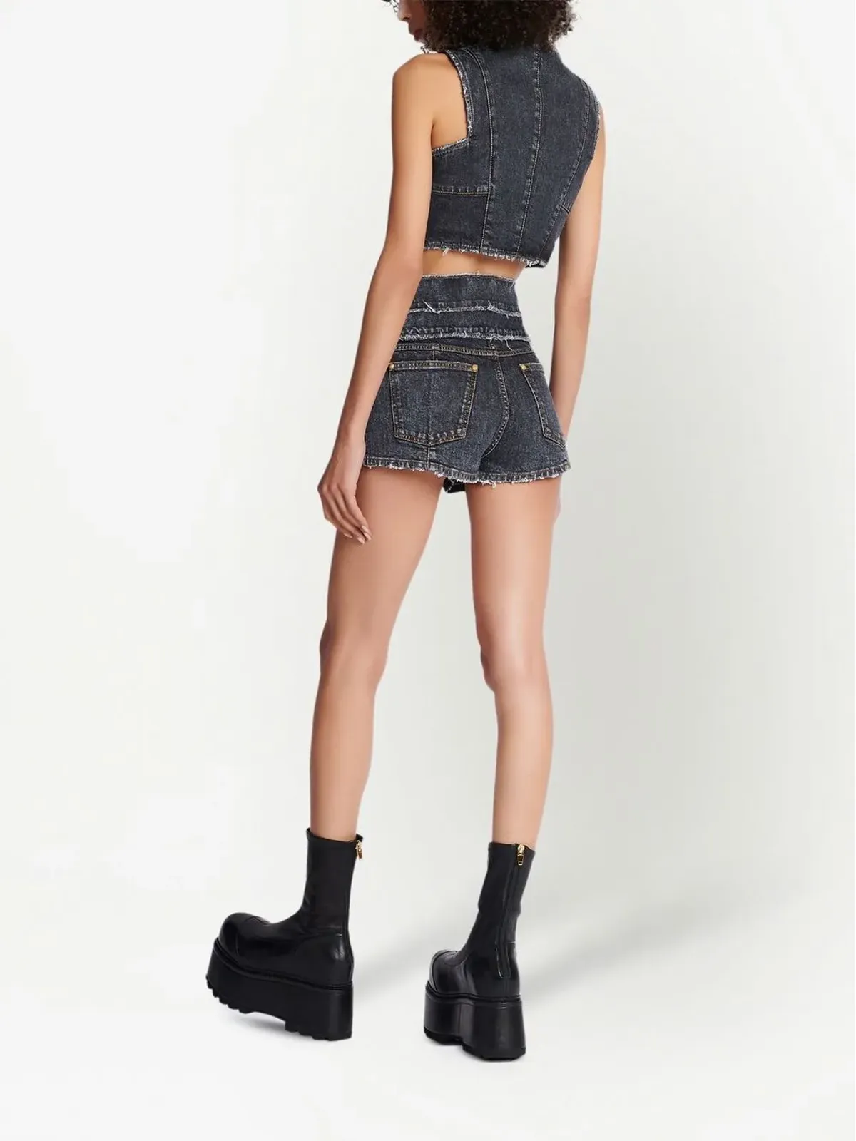 Balmain マルチポケットデニムショーツ ブルー - 画像4