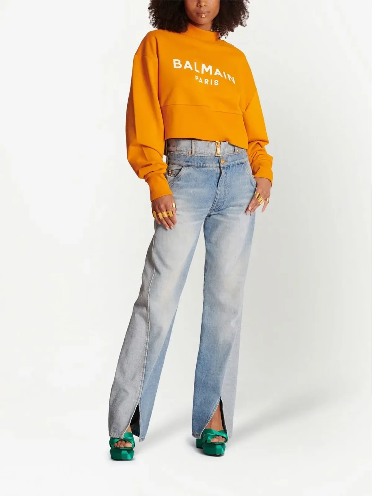 Balmain ロゴプリント入り オーガニックコットン スウェットシャツ オレンジ - 画像2