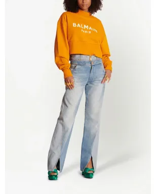 Balmain ロゴプリント入り オーガニックコットン スウェットシャツ オレンジ - サムネイル2
