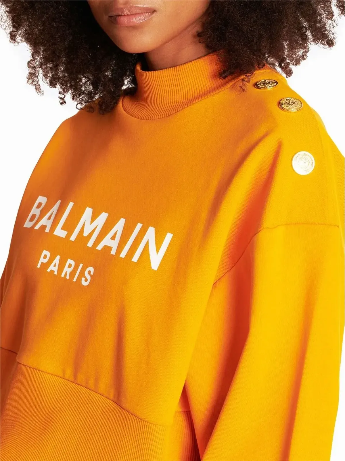Balmain ロゴプリント入り オーガニックコットン スウェットシャツ オレンジ - 画像4