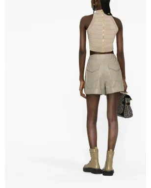 Balmain ハイウエストラムスキンショーツ - サムネイル4