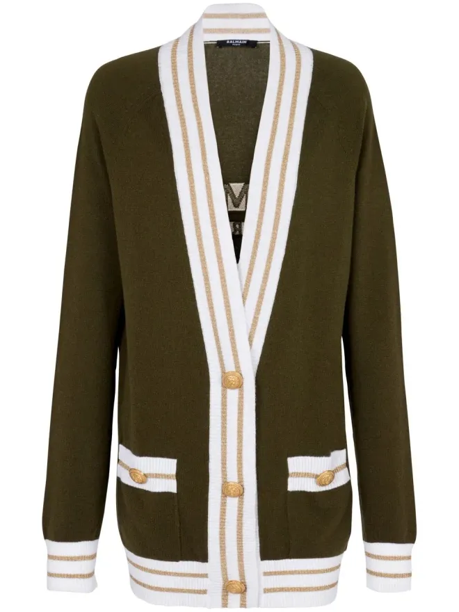 BALMAIN Balmain ボタンフロント ニットカーディガン ブラウンの商品画像