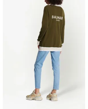 Balmain ボタンフロント ニットカーディガン ブラウン - サムネイル4