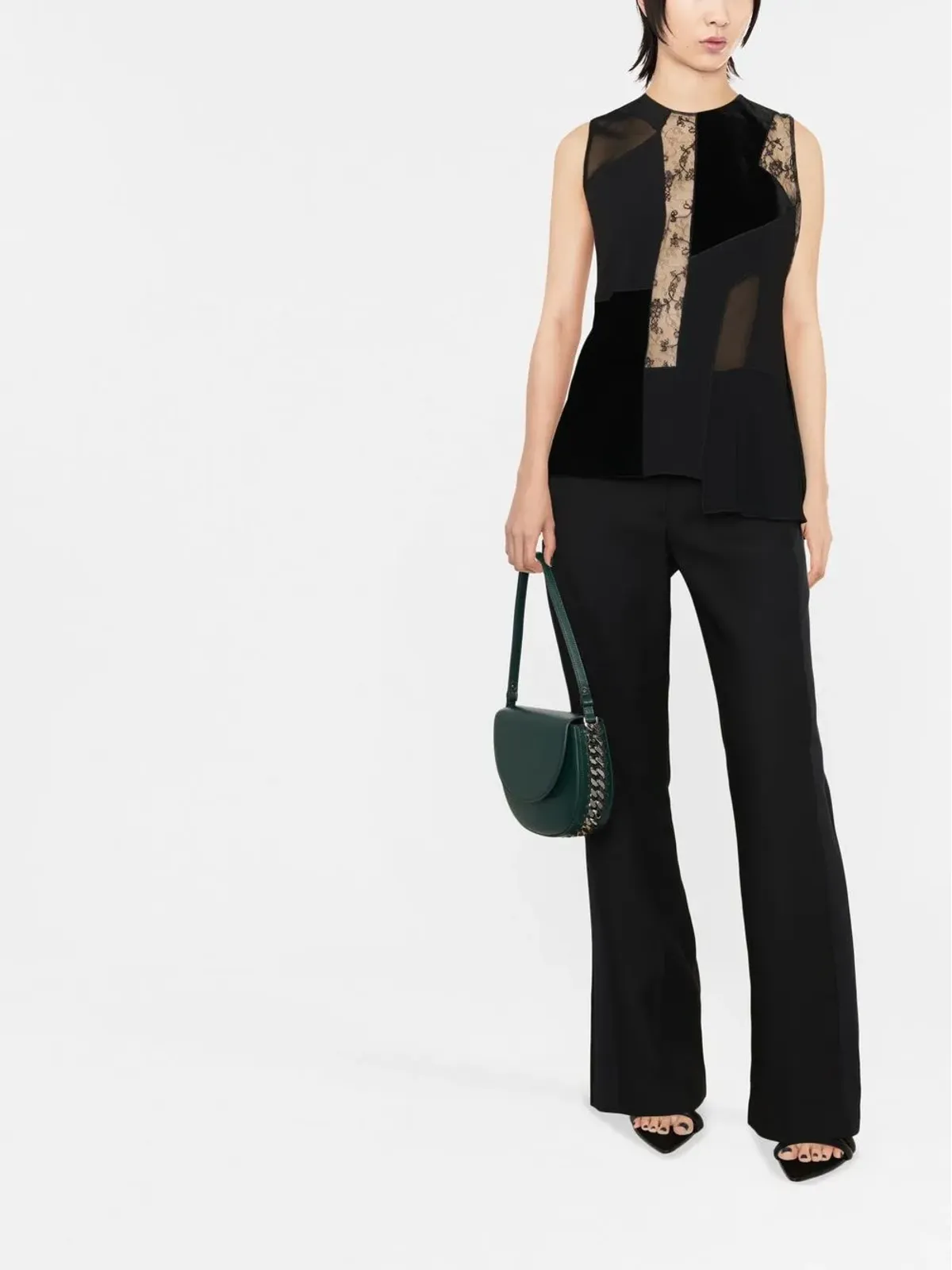Stella McCartney パッチワーク レースディテール ベルベットトップ - 画像2