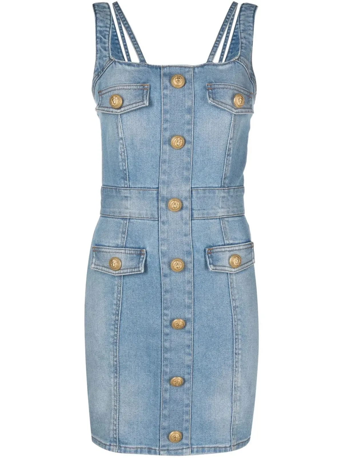 Balmain ノースリーブデニムドレス - ブルー - 画像1