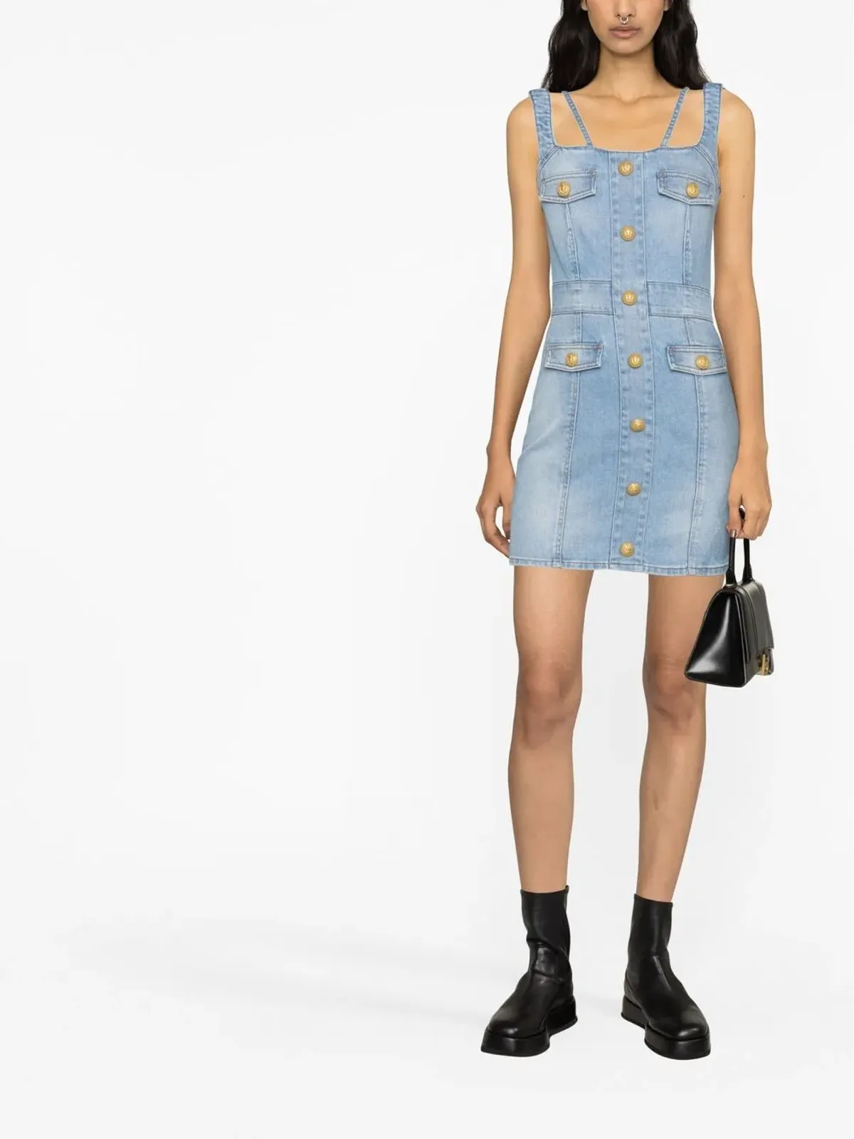 Balmain ノースリーブデニムドレス - ブルー - 画像2