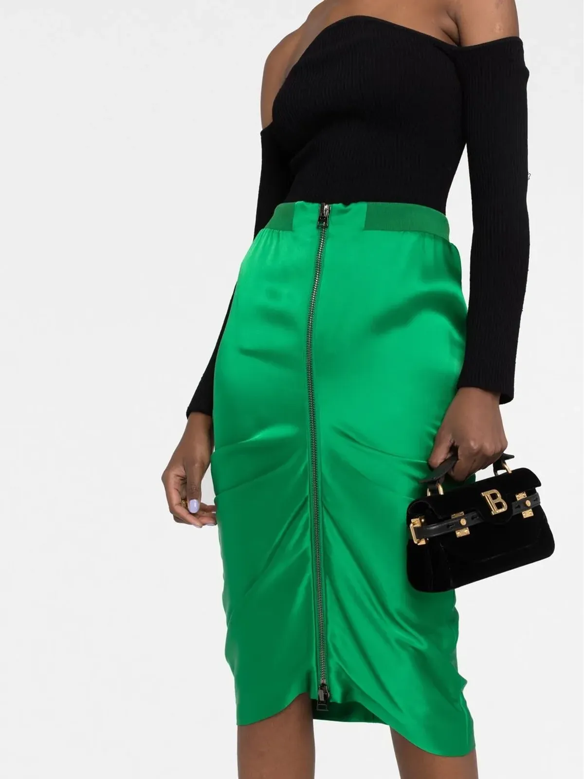 TOM FORD ジップアップ ドレープ ペンシルスカート - グリーン - 画像3