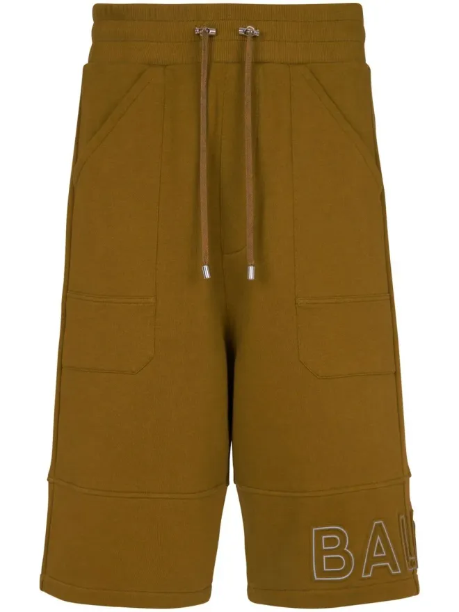 BALMAIN Balmain ロゴプリント オーガニックコットン ショーツ - ブラウンの商品画像