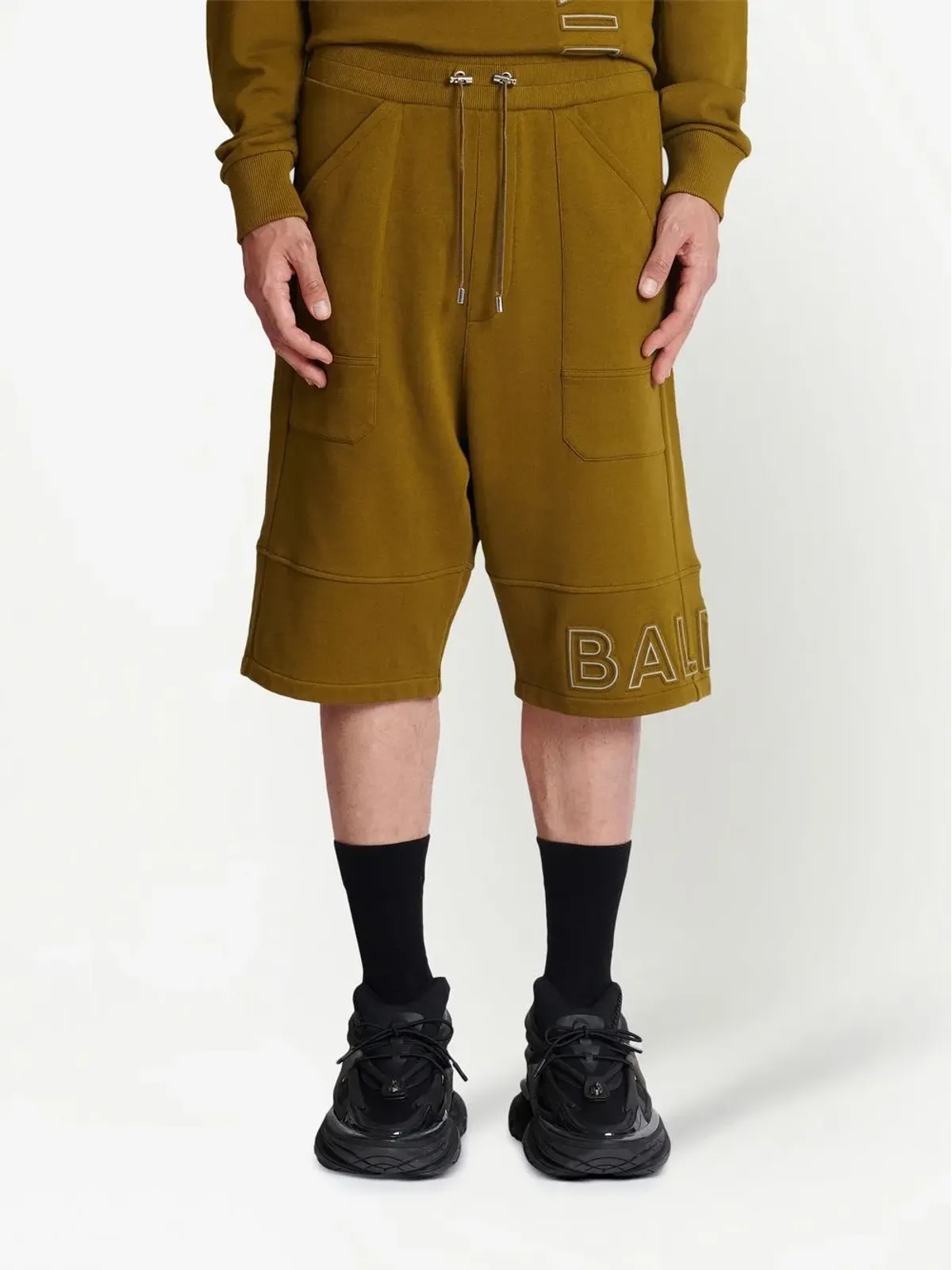 Balmain ロゴプリント オーガニックコットン ショーツ - ブラウン - 画像3