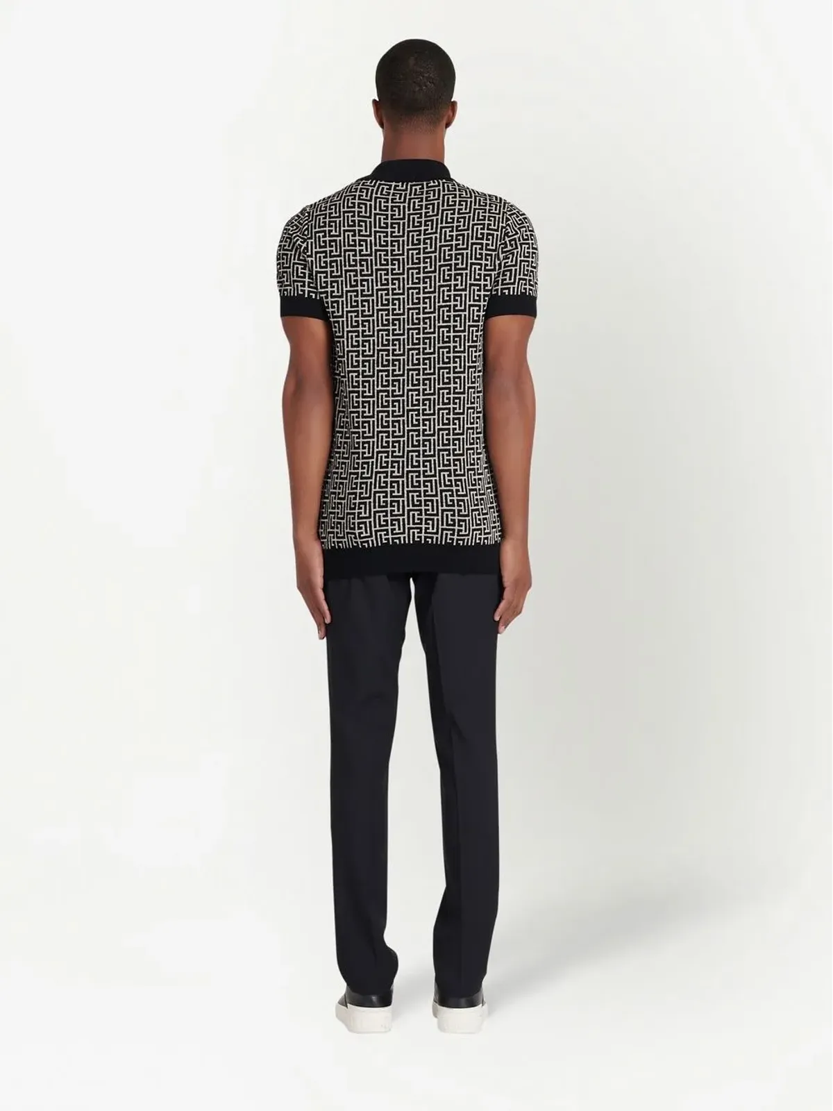 Balmain モノグラムジャカード ポロシャツ - ブラック - 画像4