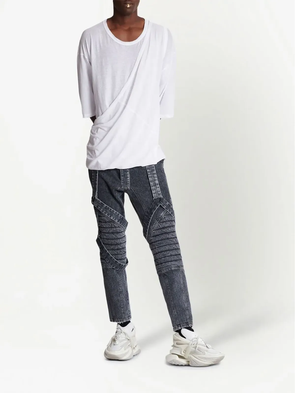 Balmain ギャザー パネル ディテール Tシャツ - 画像2