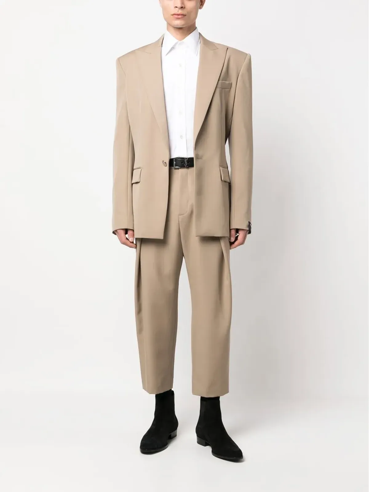 Balmain シングルブレスト ウール スーツジャケット ベージュ - 画像2