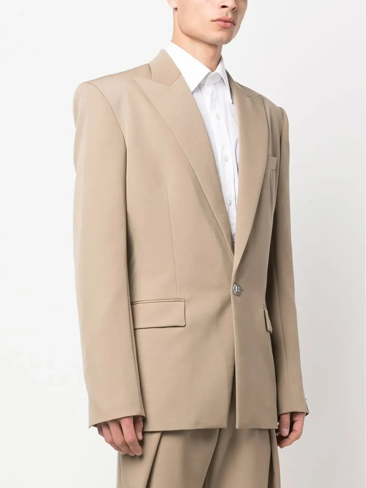 Balmain シングルブレスト ウール スーツジャケット ベージュ - 画像3