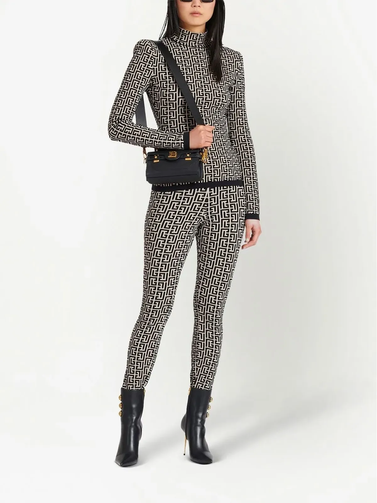 Balmain モノグラムプリント ハイウエスト レギンス - 画像2