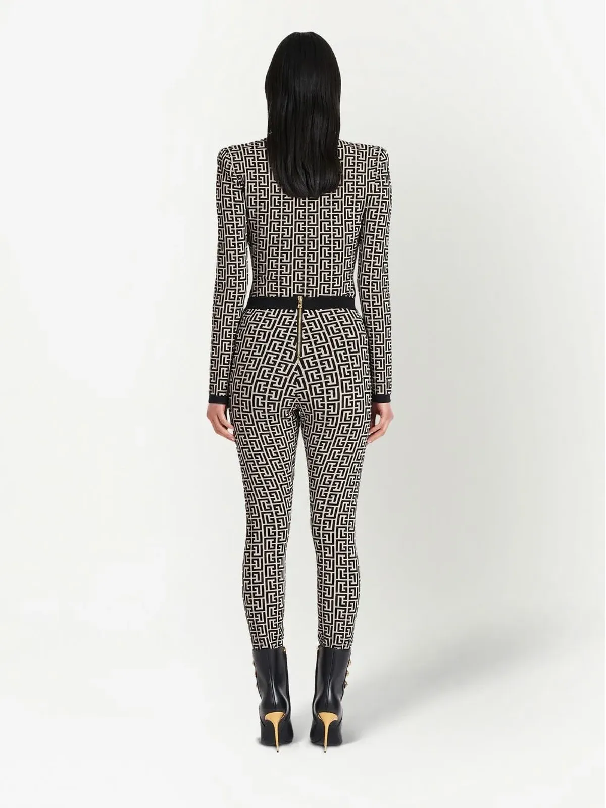 Balmain モノグラムプリント ハイウエスト レギンス - 画像4