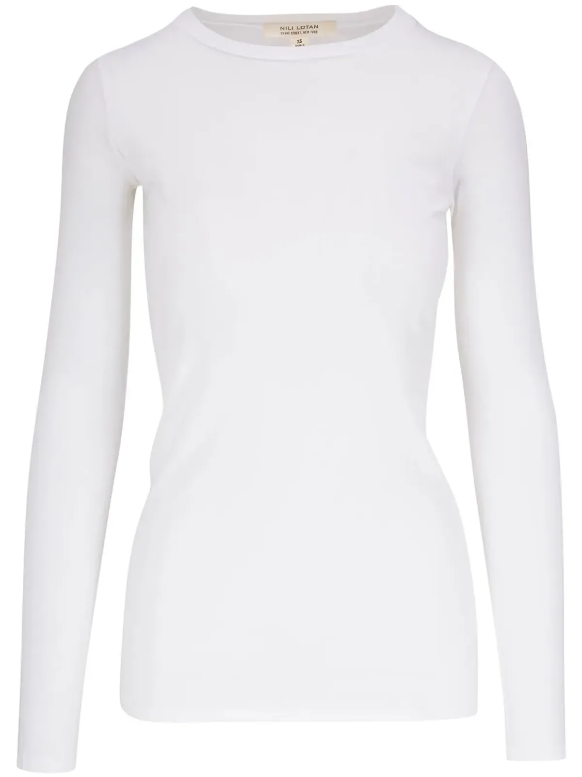 Nili Lotan 長袖 SupimaコットンTシャツ（ホワイト） - 画像1