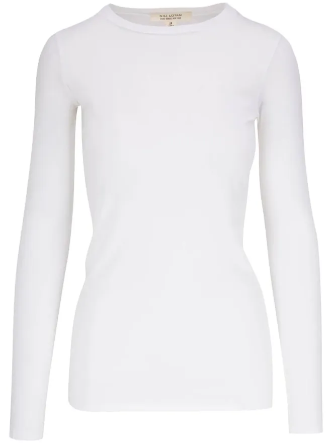 NILI LOTAN Nili Lotan 長袖 SupimaコットンTシャツ（ホワイト）の商品画像