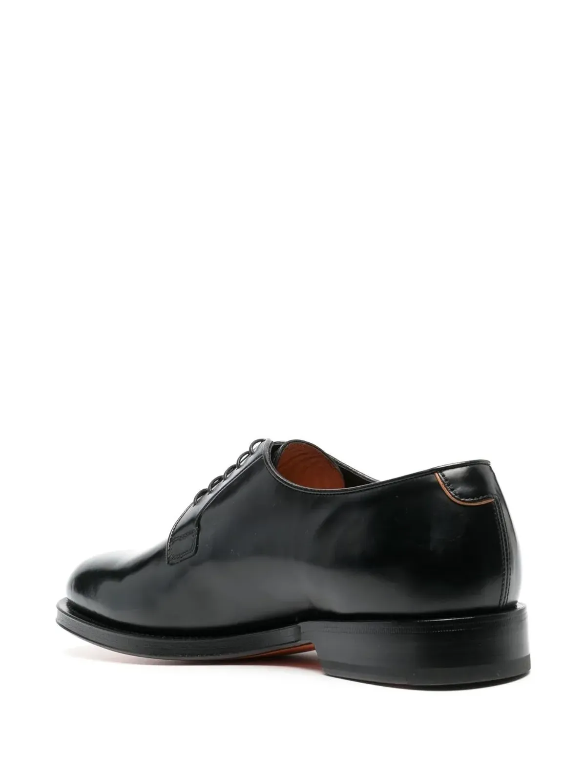 Santoni ポリッシュドレザー ダービーシューズ ブラック - 画像3