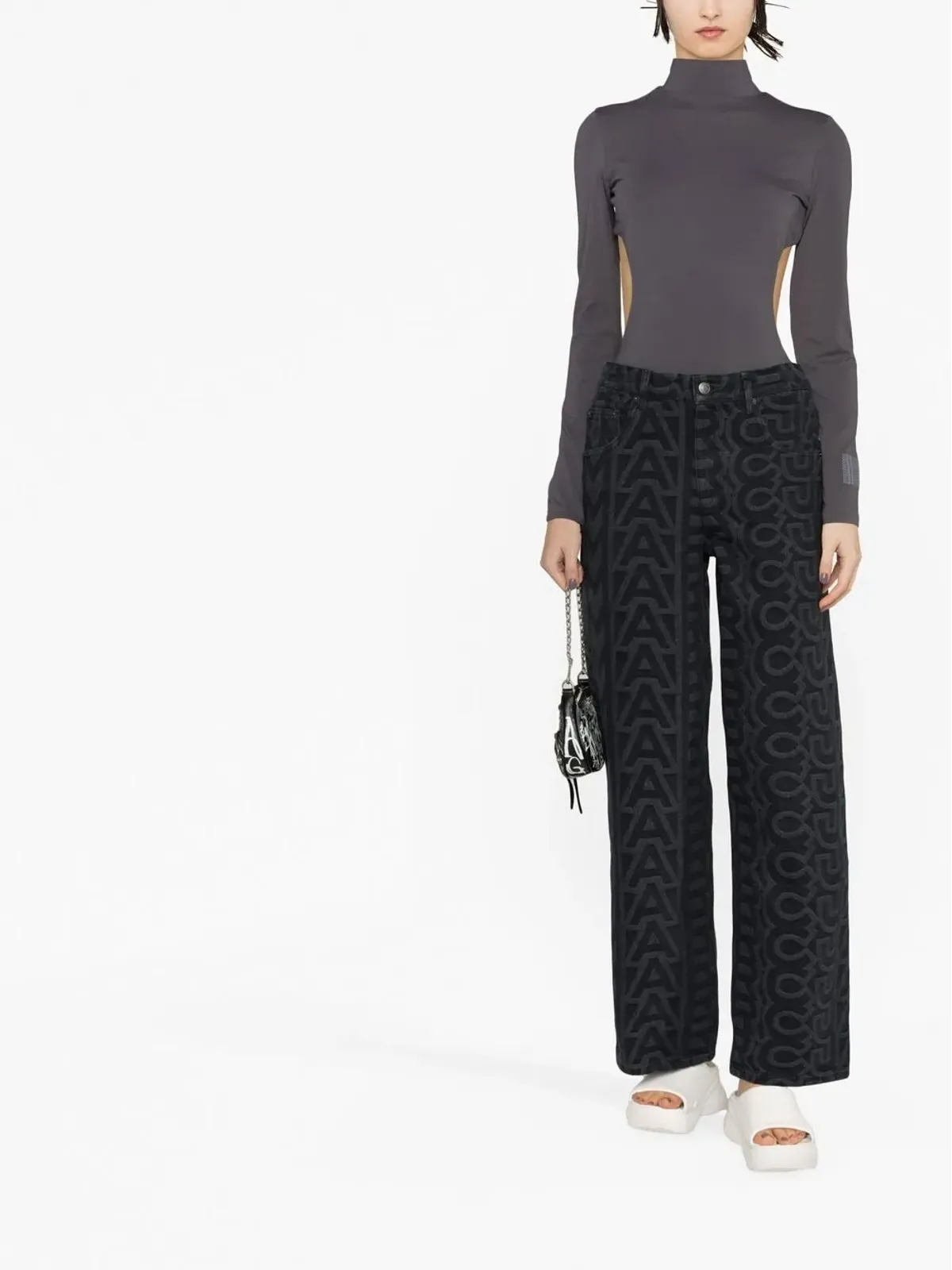 Marc Jacobs モノグラム デニム ストレートジーンズ ブラック - 画像2