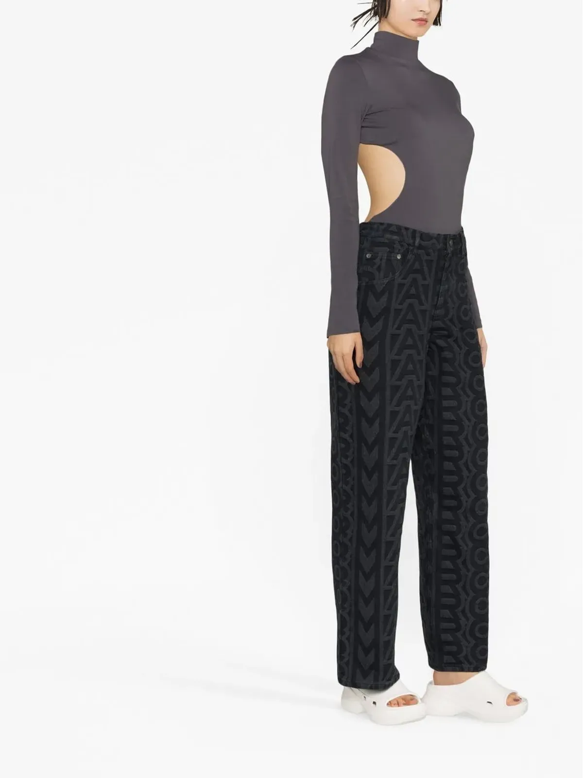 Marc Jacobs モノグラム デニム ストレートジーンズ ブラック - 画像4