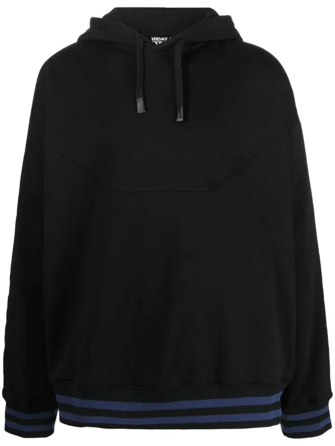 Versace Jeans Couture Versace Jeans Couture ロゴプリント・ストライプトリム・フーディの商品画像