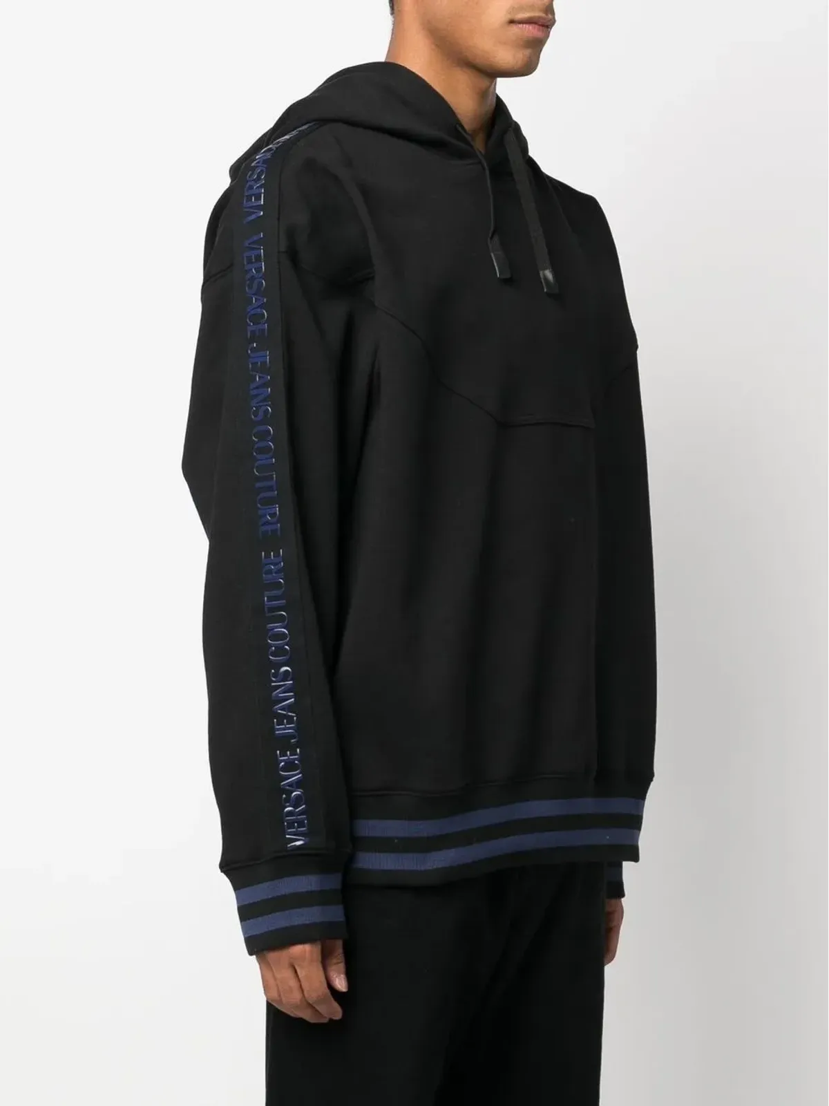 Versace Jeans Couture ロゴプリント・ストライプトリム・フーディ - 画像3