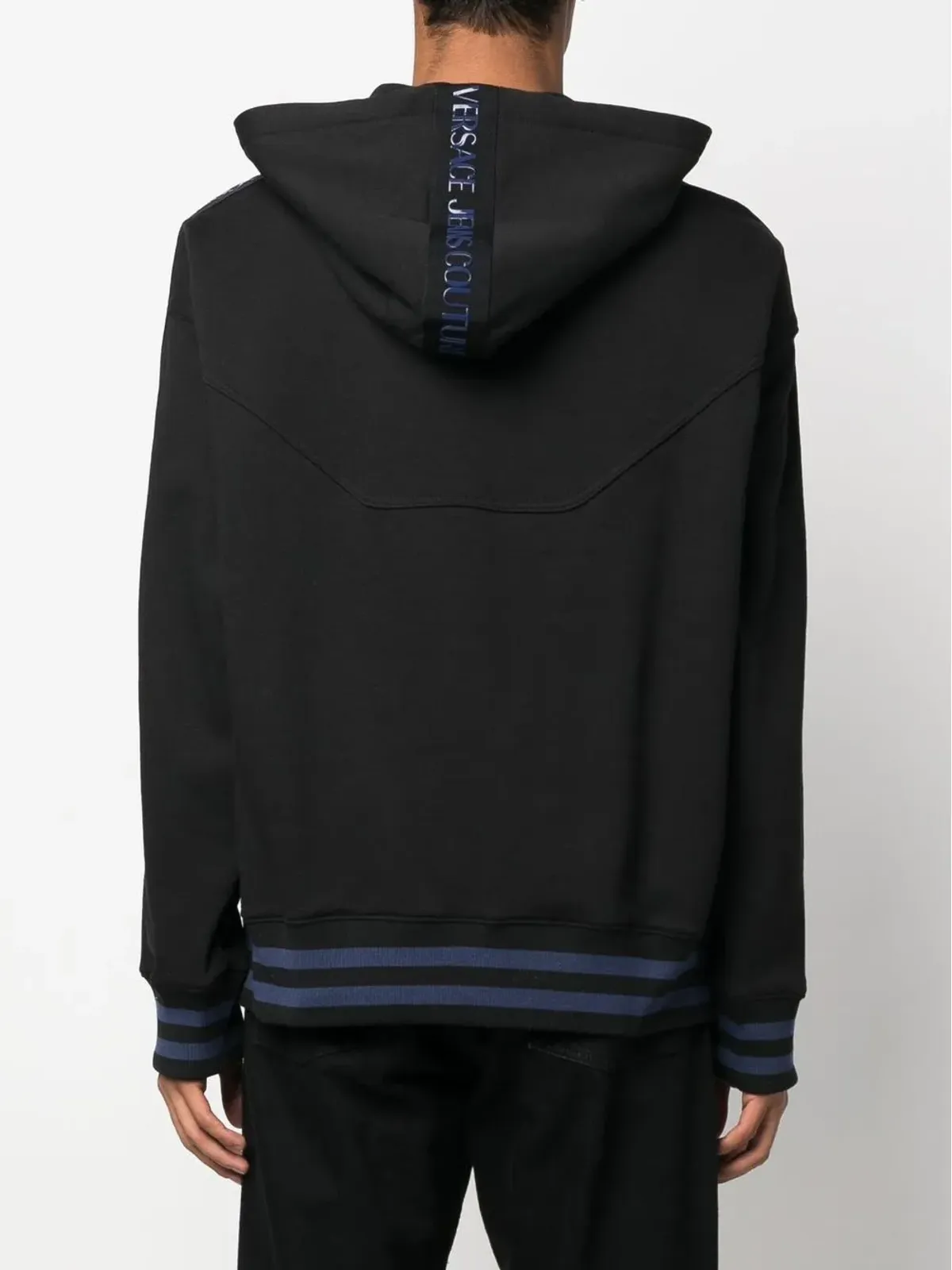 Versace Jeans Couture ロゴプリント・ストライプトリム・フーディ - 画像4