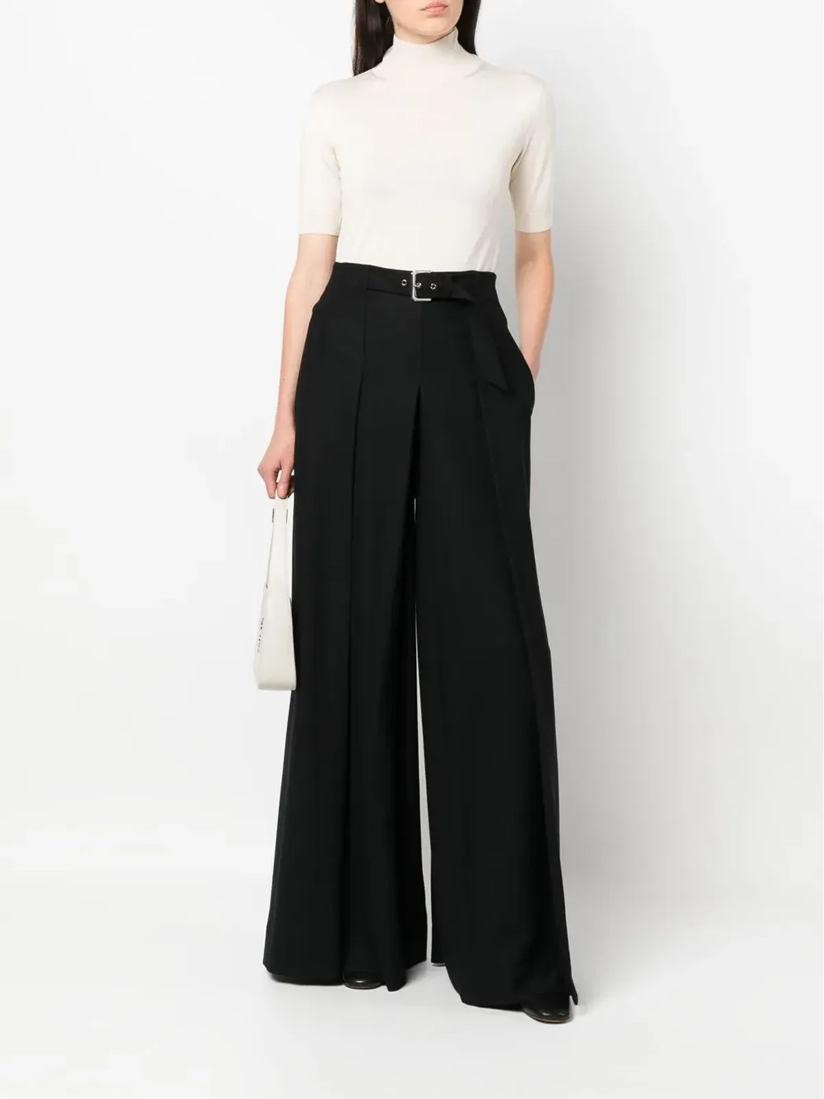 Alberta Ferretti ベルト付きウエストのワイドレッグパンツ - 画像2