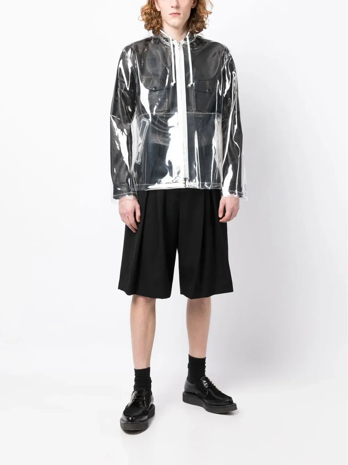 Black Comme Des Garçons スローガンプリント透明ジャケット - 画像2