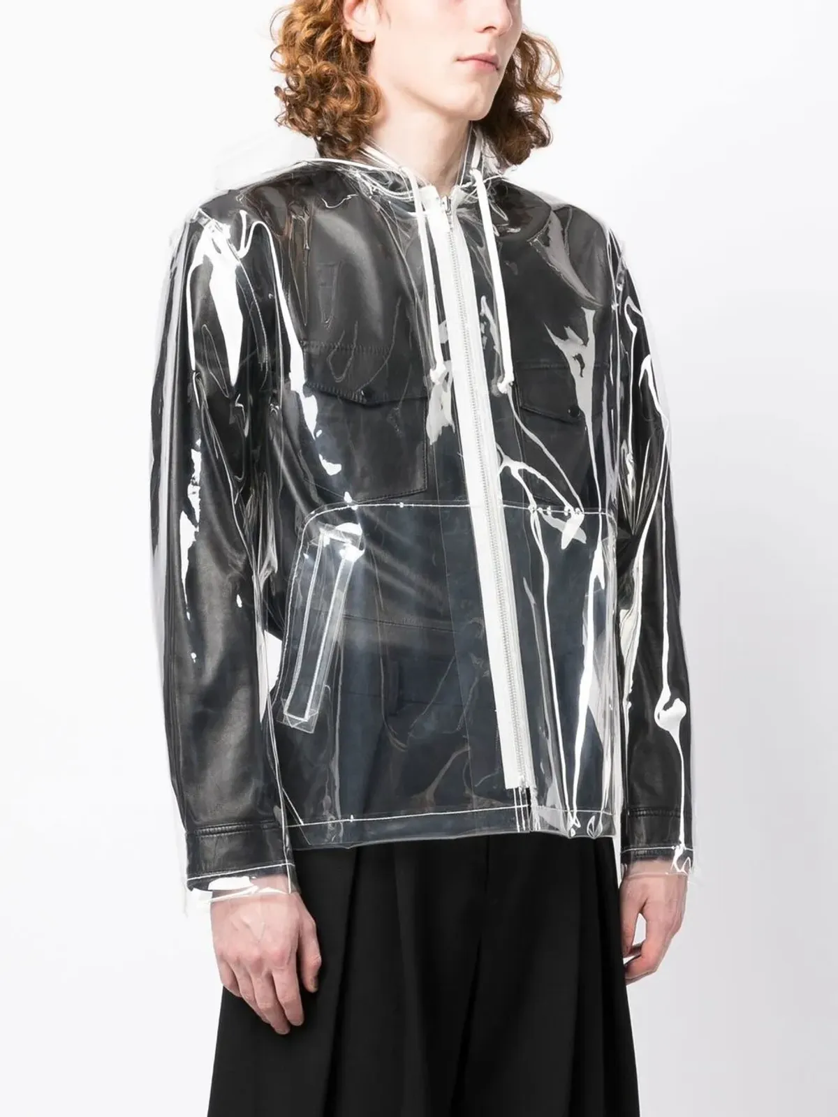 Black Comme Des Garçons スローガンプリント透明ジャケット - 画像3