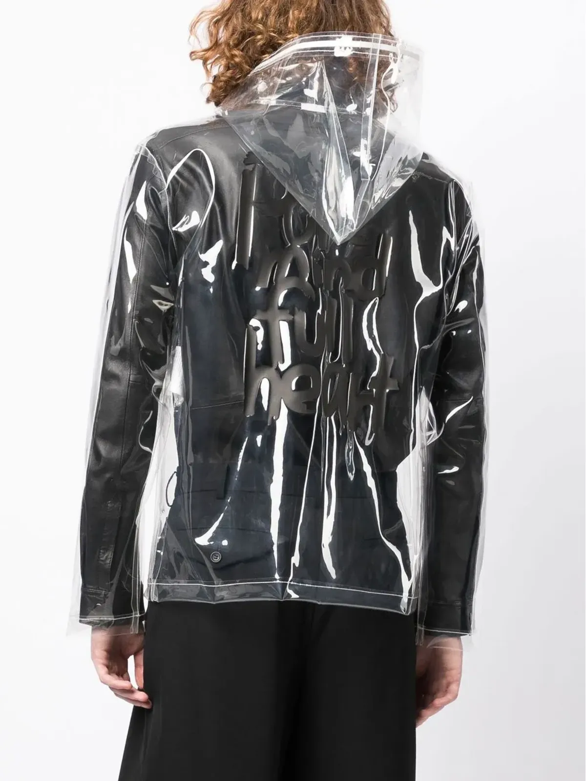 Black Comme Des Garçons スローガンプリント透明ジャケット - 画像4