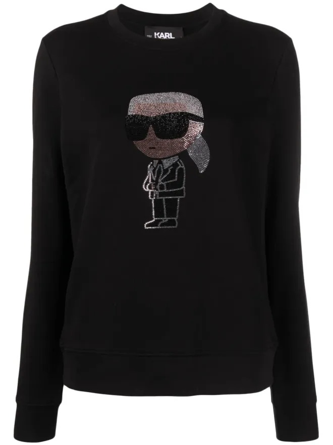 Karl Lagerfeld Karl Lagerfeld Ikon 2.0 エンベリッシュド コットン スウェットシャツ - ブラックの商品画像