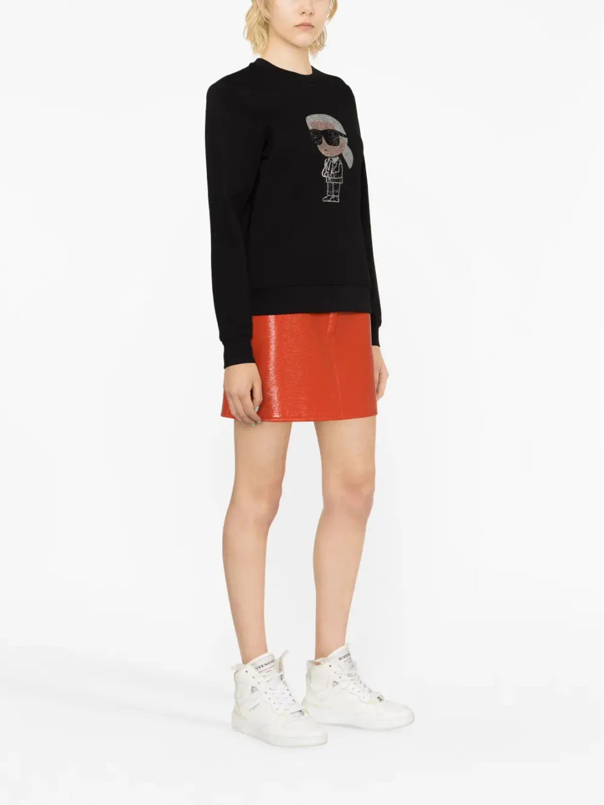Karl Lagerfeld Ikon 2.0 エンベリッシュド コットン スウェットシャツ - ブラック - 画像4