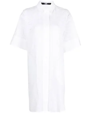 Karl Lagerfeld ブロderie anglaise ミニシャツドレス - White - サムネイル1