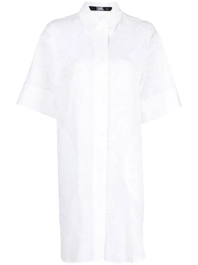 Karl Lagerfeld Karl Lagerfeld ブロderie anglaise ミニシャツドレス - Whiteの商品画像