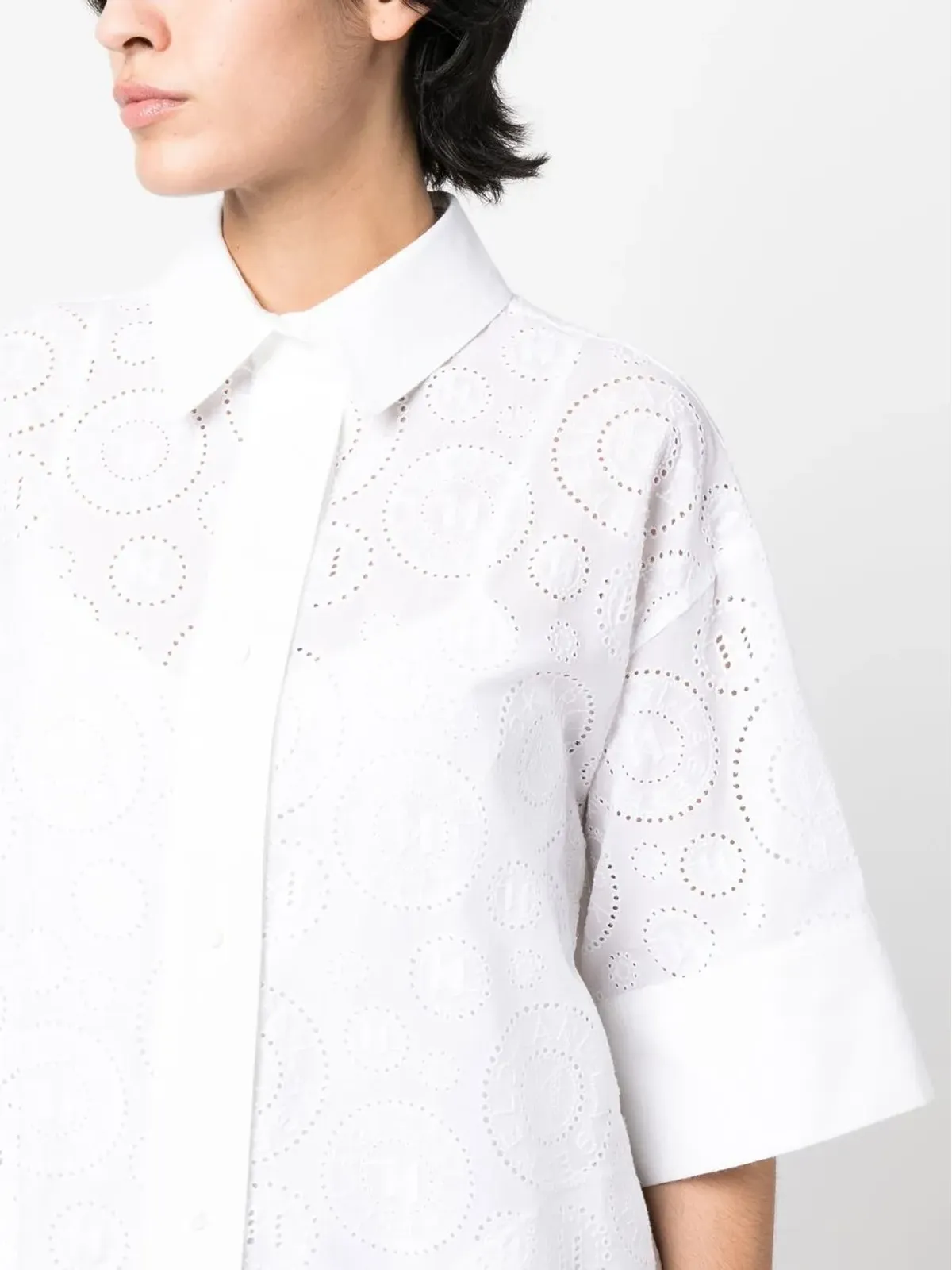 Karl Lagerfeld ブロderie anglaise ミニシャツドレス - White - 画像5