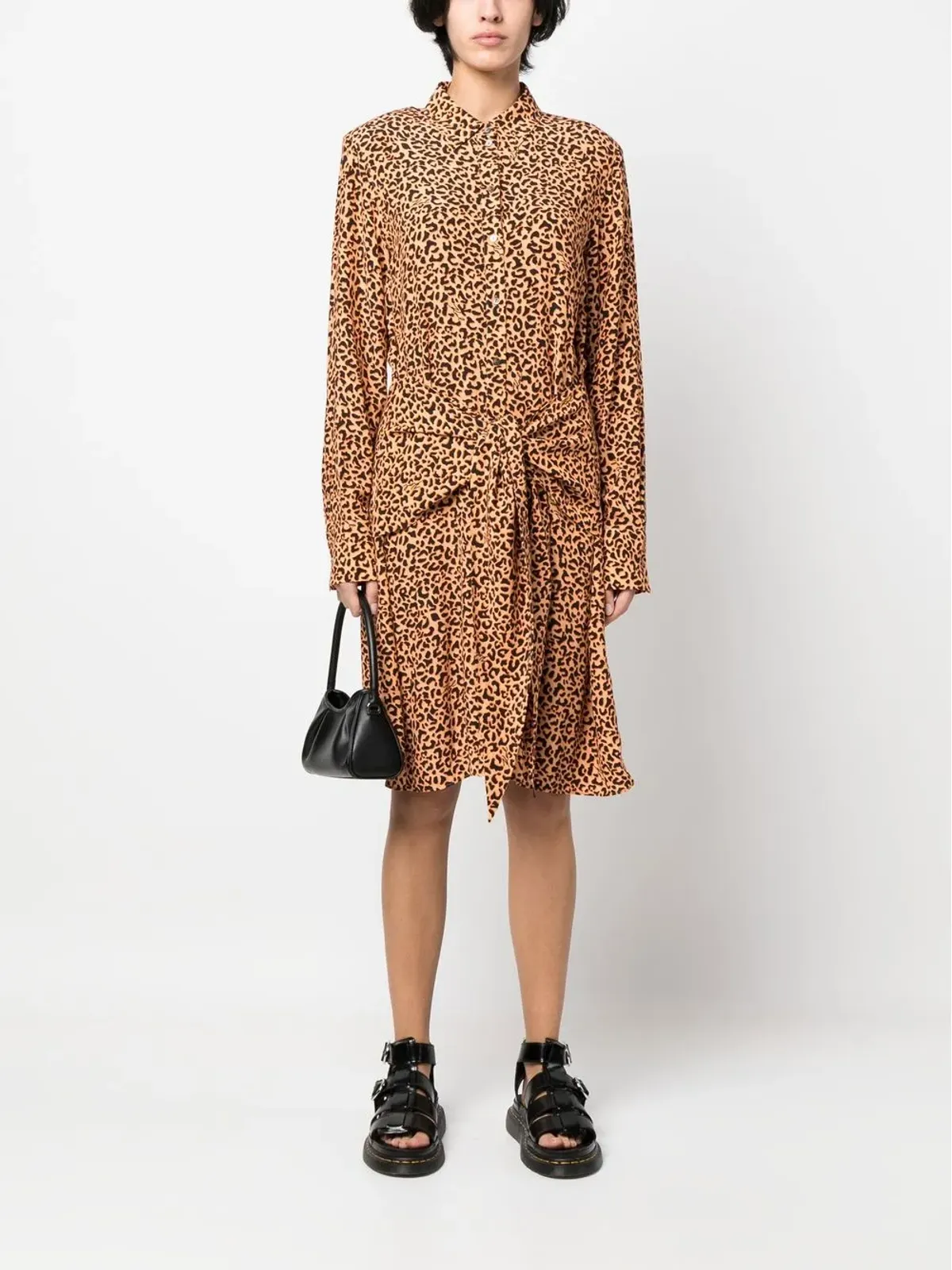Karl Lagerfeld ヒョウ柄タイウエストシャツドレス - 画像2