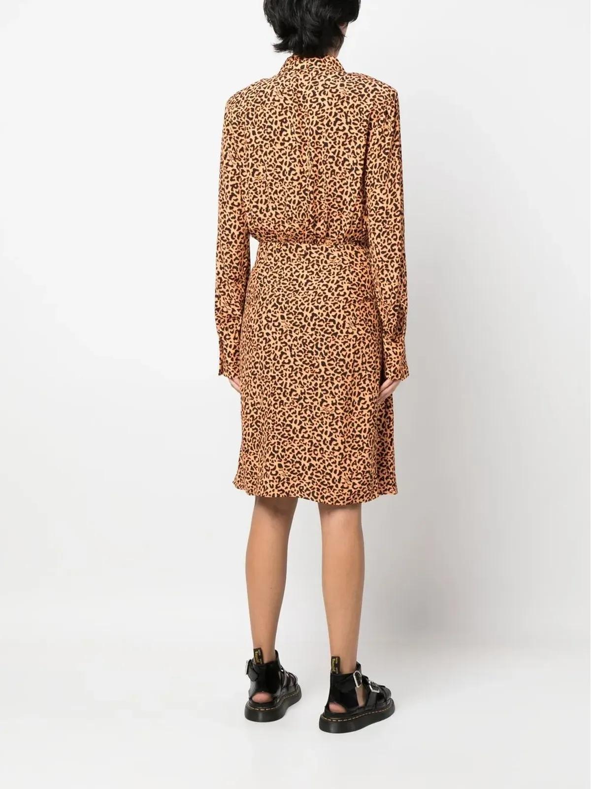 Karl Lagerfeld ヒョウ柄タイウエストシャツドレス - 画像4