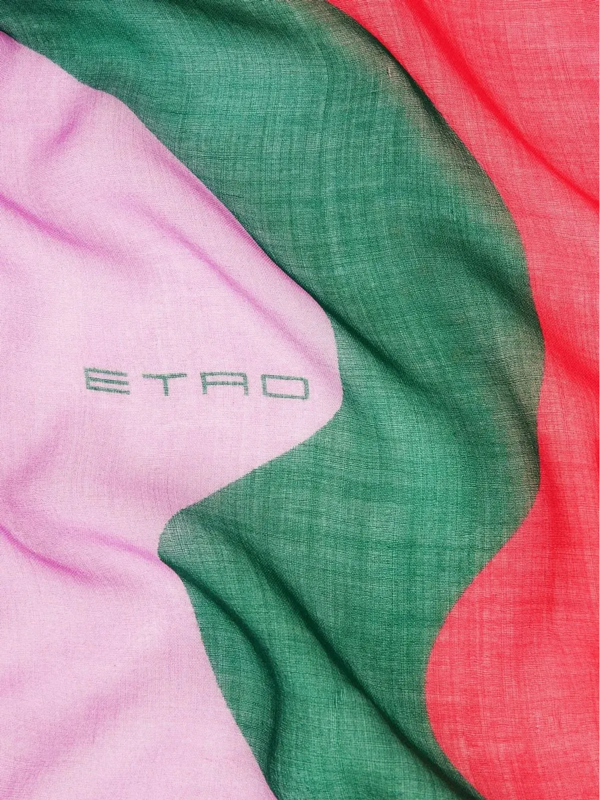 ETRO 波柄プリント カシミヤ スカーフ - 画像3