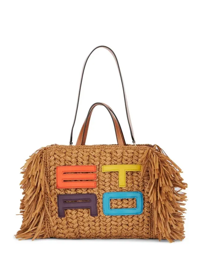ETRO ETRO 刺繍ロゴ入りの織りトートバッグの商品画像