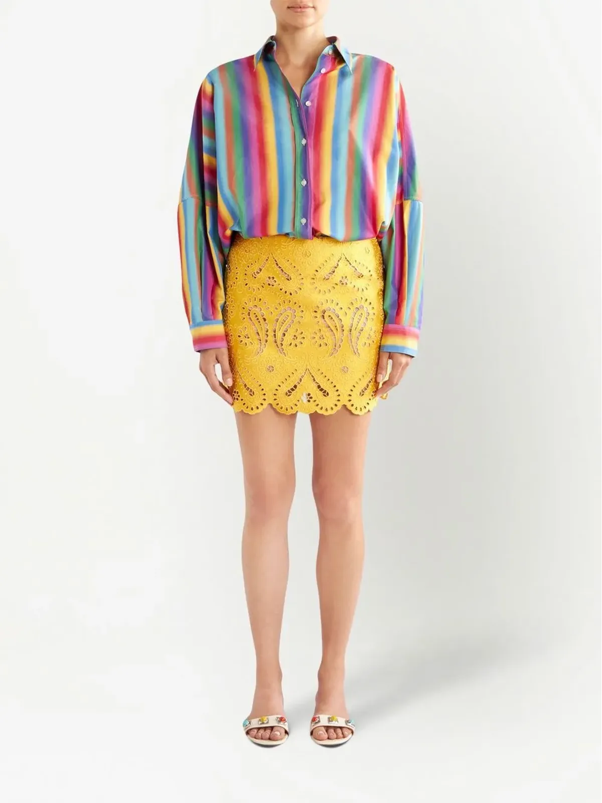 ETRO 刺繍デザイン ミニスカート イエロー - 画像2
