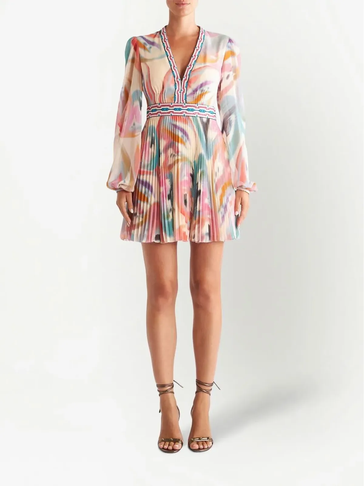 ETRO ペイズリープリント Vネック ミニドレス - 画像2
