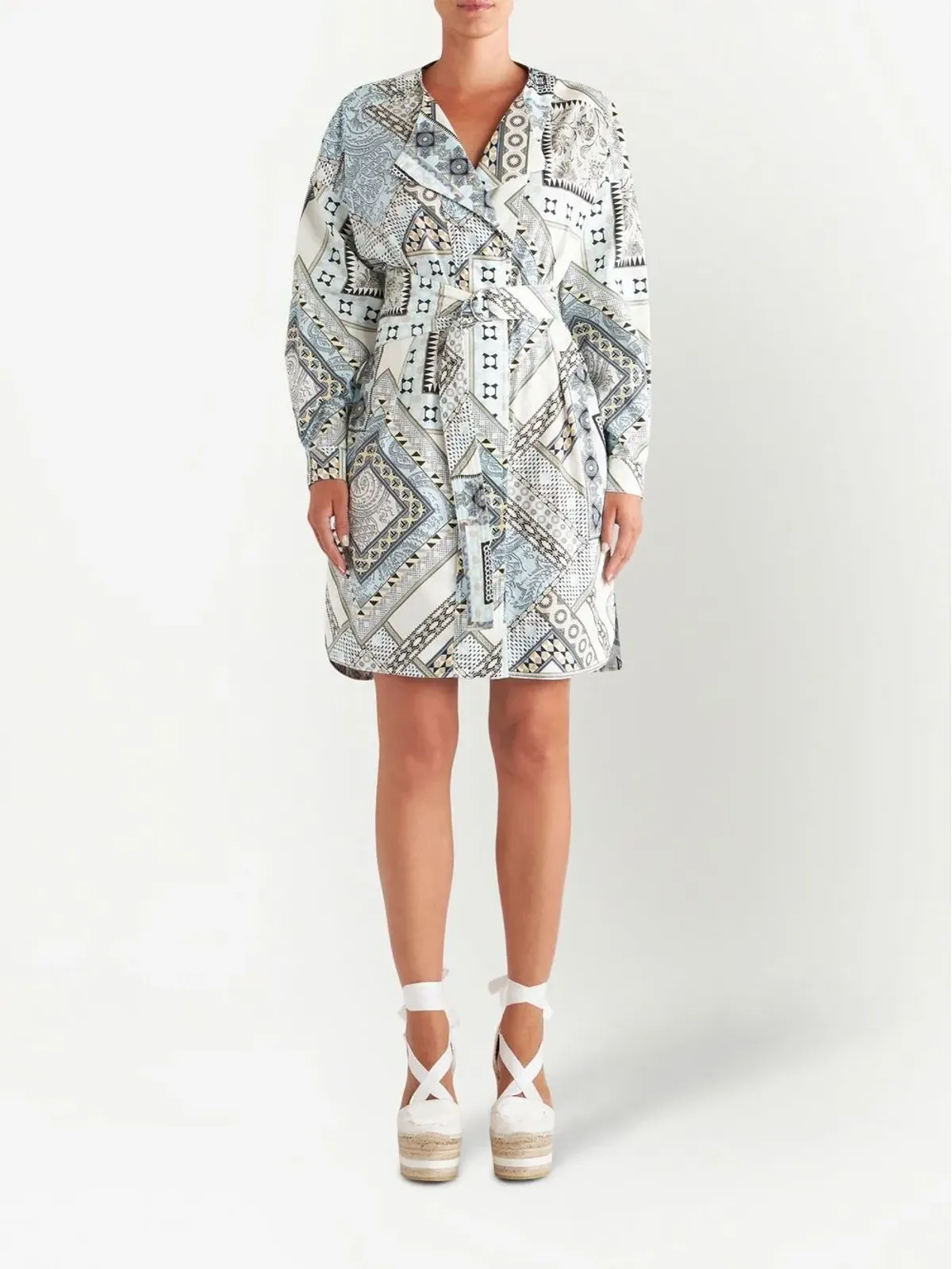 ETRO ミックスプリント ベルト付きワンピース - 画像2