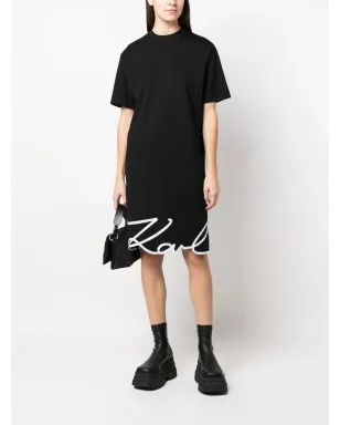 Karl Lagerfeld シグネチャーヘム オーガニックコットン ドレス ブラック - サムネイル2