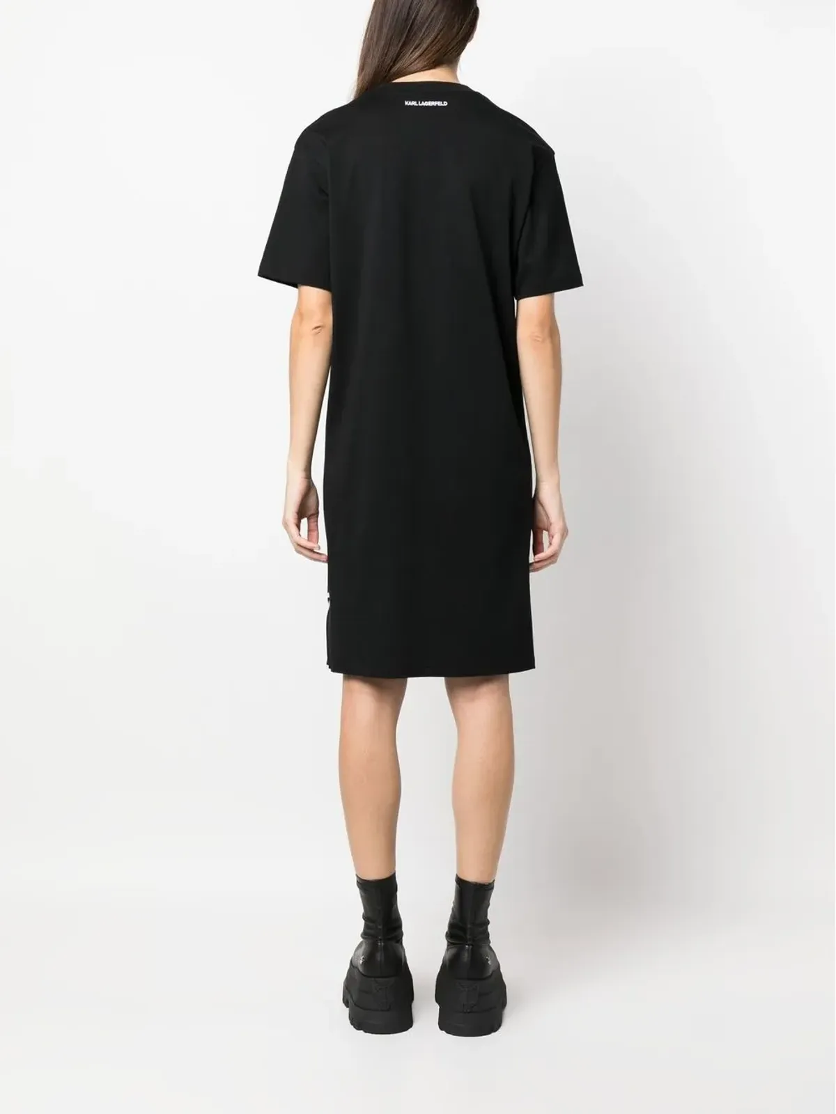 Karl Lagerfeld シグネチャーヘム オーガニックコットン ドレス ブラック - 画像4