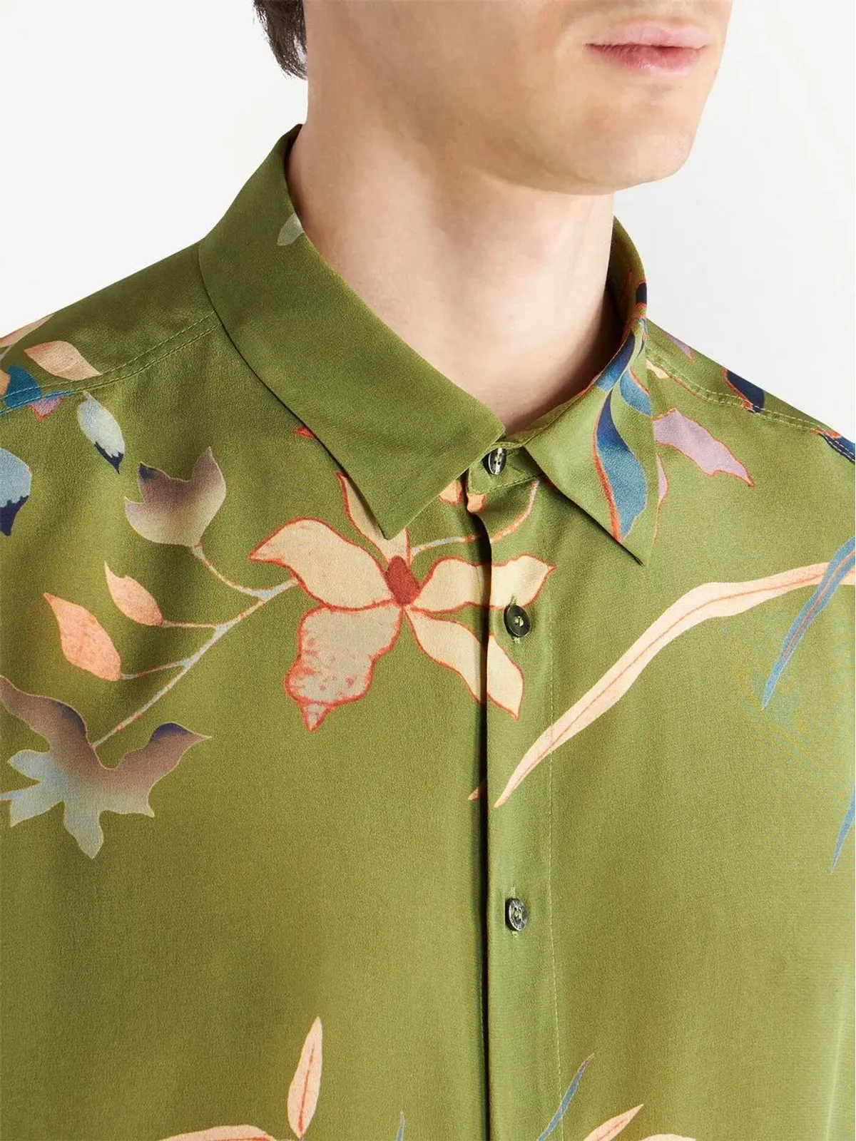 ETRO 花柄プリント シルクシャツ - グリーン - 画像5