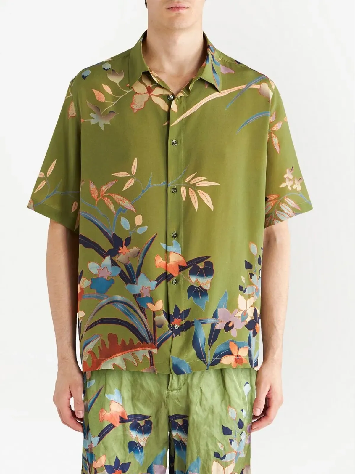 ETRO 花柄プリント シルクシャツ - グリーン - 画像3