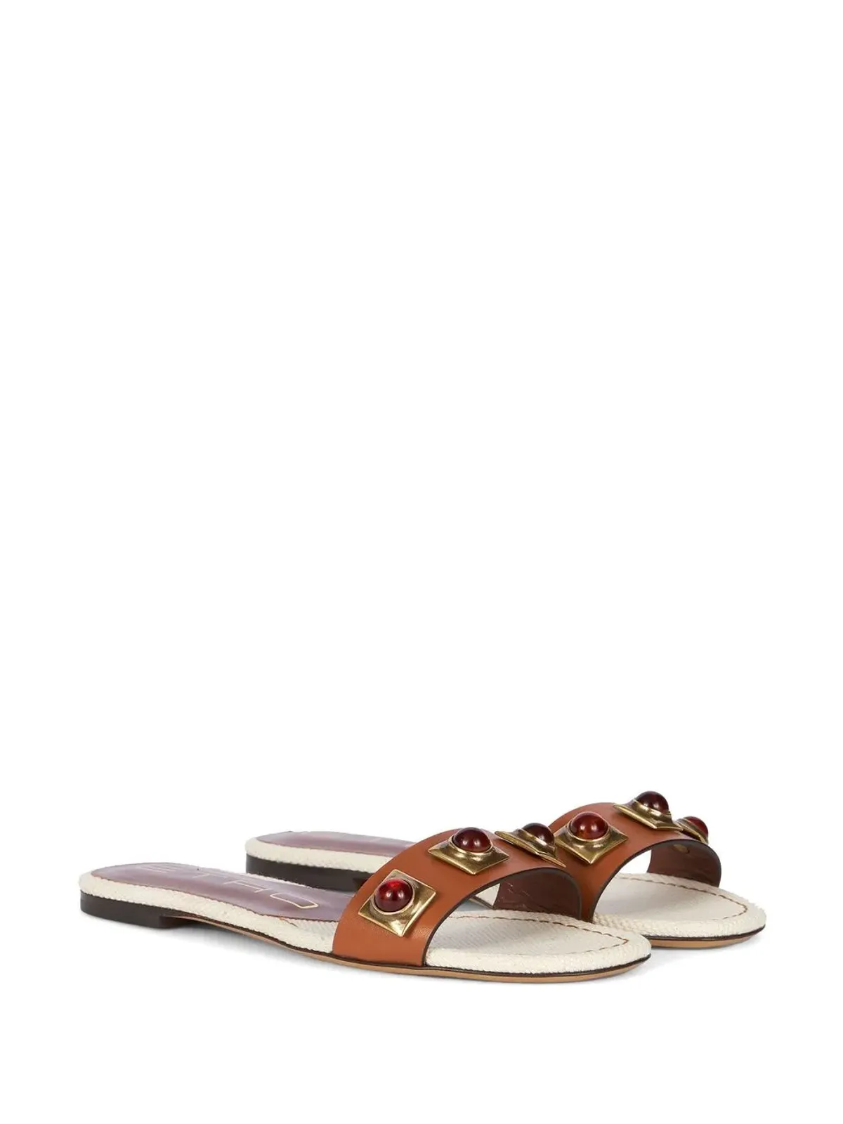 ETRO スタッズ付きレザーサンダル - 画像2