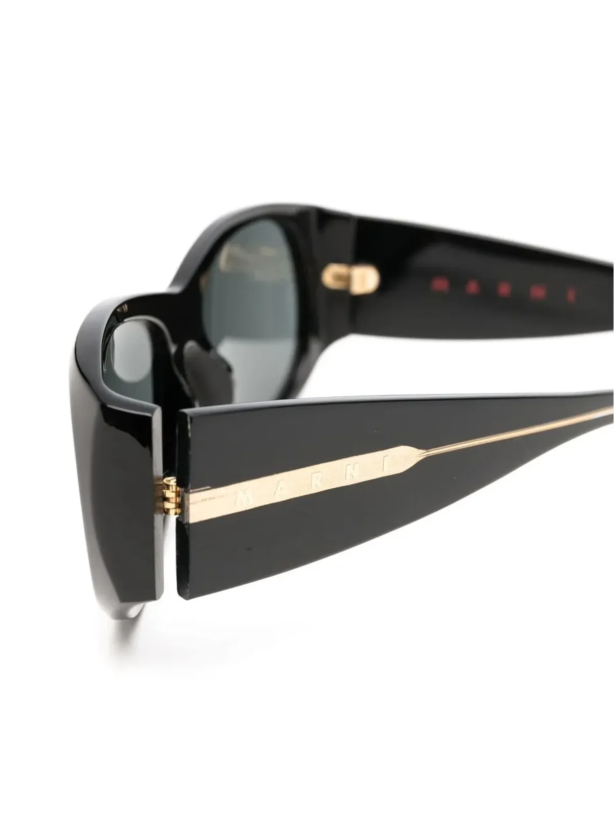 Marni Eyewear ワイドアームオーバルサングラス ブラック - 画像3